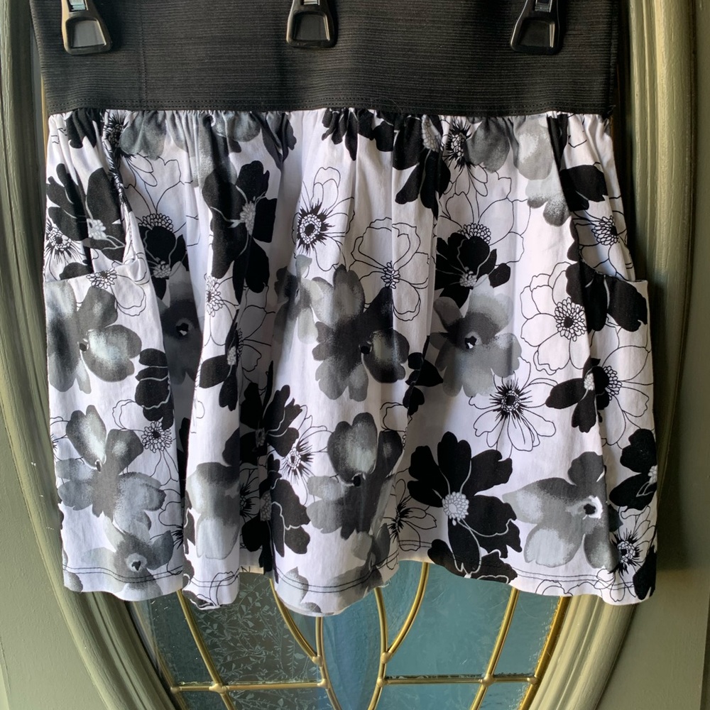 Black and White Floral Skirt